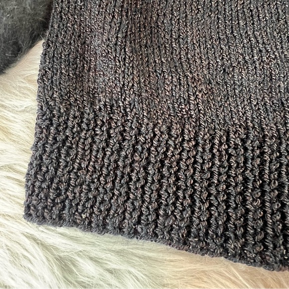 Hand knit Vintage Black V-neck Sweater Rabbit - Picture 7 of 10